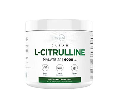 Type Zero L-Citrulline Malate Powder 2:1 6X (300g | 6000mg Per Serving | Unflavored) Ultra Clean L Citrulline, Nitric Oxide Booster, Pre Workout - Nitrous Oxide Vasodilator Supplement