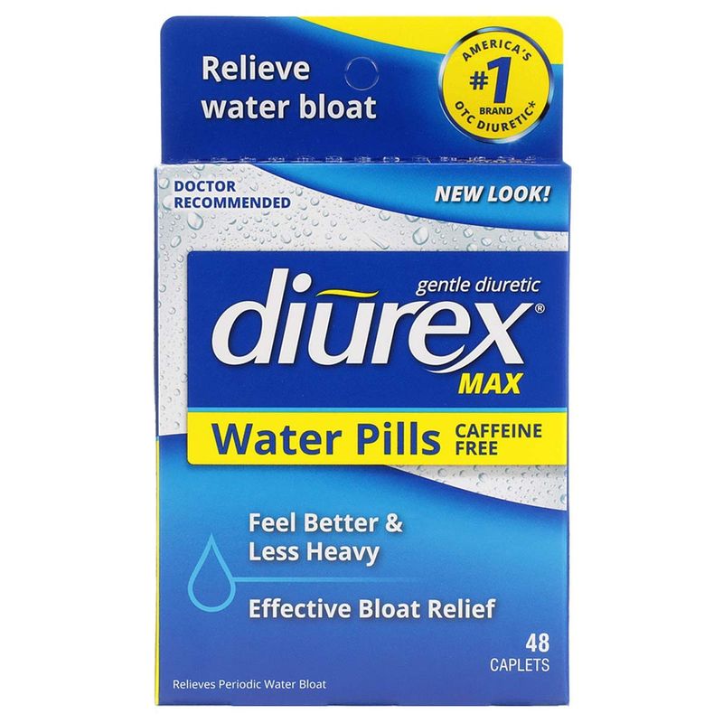 Diurex Max - Maximum Strength Caffeine-Free Diuretic Water Pills - Feel Better and Less Heavy (Packaging may vary) 48 Count