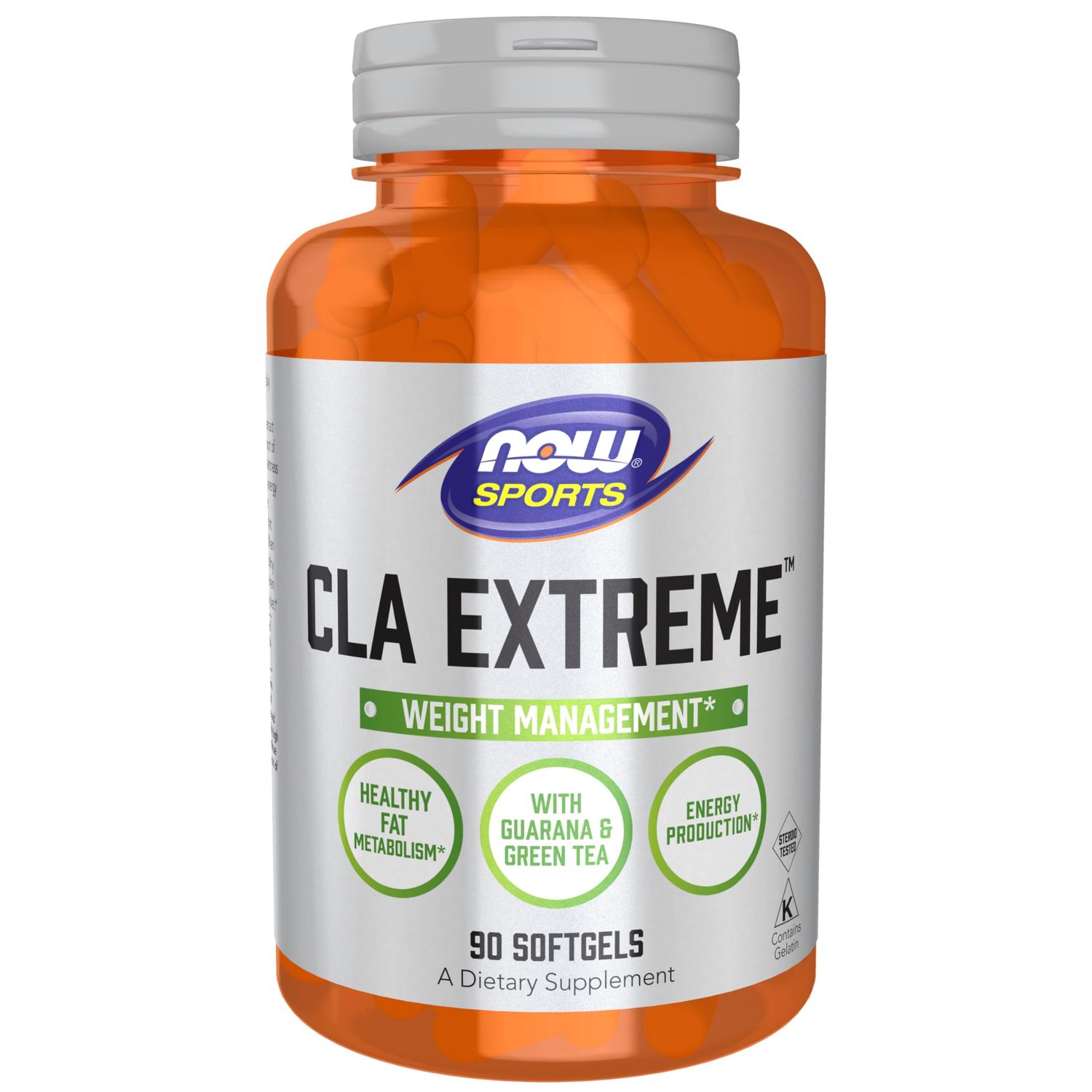 NOW Foods Sports Nutrition, CLA Extreme (Conjugated Linoleic Acid) With Guarana &amp; Green Tea, 90 Softgels