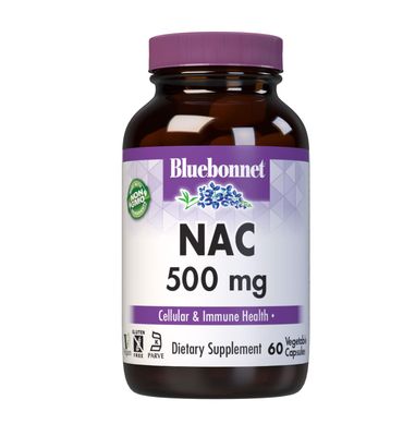 Bluebonnet NAC 500 mg Vitamin Capsules, 60 Count