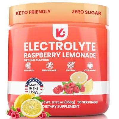 Keppi Keto Electrolytes Powder No Sugar - Sugar Free Electrolytes - Keto Hydration Electrolytes - Made in USA - Delicious Raspberry Lemonade Flavor - Mixes Easily No Clumps