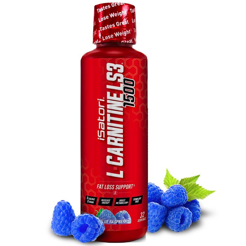 iSatori L-Carnitine LS3 1500, Liquid L-Carnitine with Acetyl L-Carnitine, L-Carnitine L-Tartrate, Stimulant Free Pre Workout, No Calories, Sugar, Gluten, Keto-Friendly, Blue Raspberry (32 Servings)