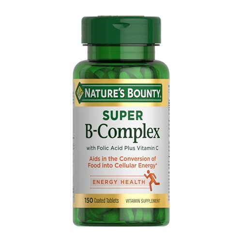 Nature&#39;s Bounty Super B Complex with Vitamin C &amp; Folic Acid, Immune &amp; Energy Support, 150 tablets