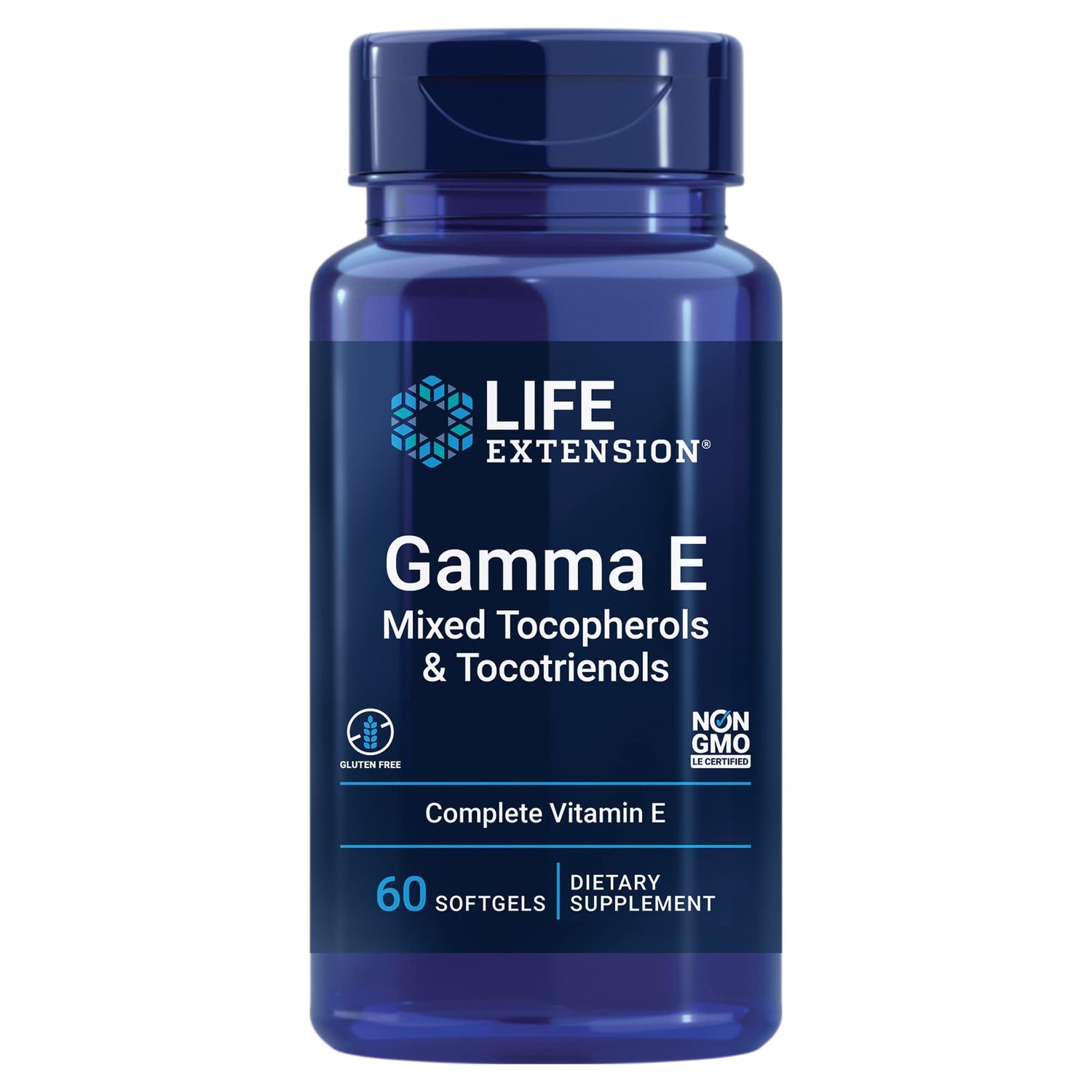 Life Extension Gamma E Mixed Tocopherols &amp; Tocotrienols - Complete Vitamin E Spectrum, Antioxidant Protection - Non-GMO, Gluten-Free - 60 Softgels