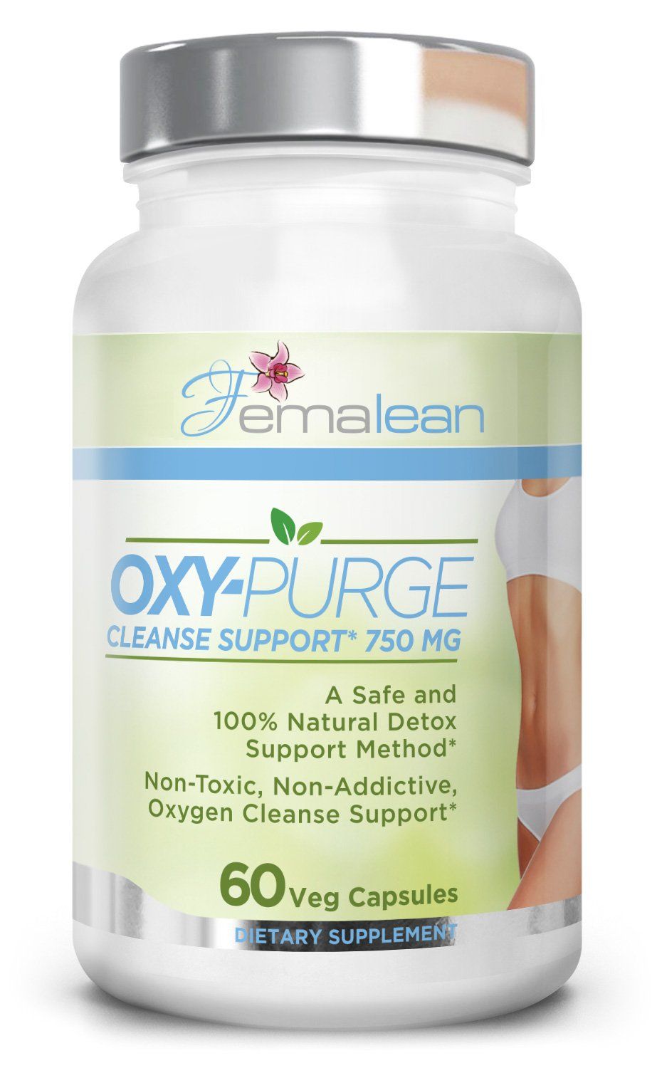 Femalean Oxy-Purge 750 mg 60 Vcaps - Natural Magnesium Oxide Oxygen Based Colon Cleanse Gentle Laxative Supports Healthy Digestive Tract Regularity