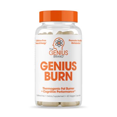 Genius Thermogenic Fat Burner, 60 Diet Veggie Pills - Weight Loss &amp; Metabolism Supplement, Appetite Suppressant &amp; Energy Booster - Caffeine-Free Nootropic Focus &amp; Brain Boost - Ashwagandha &amp; TeaCrine