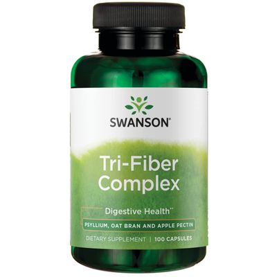 Swanson Tri-Fiber Complex - Digestive Health Supplement Made with Psyllium, Oat Bran, &#39;&amp;&#39; Apple Pectin - (100 Capsules)