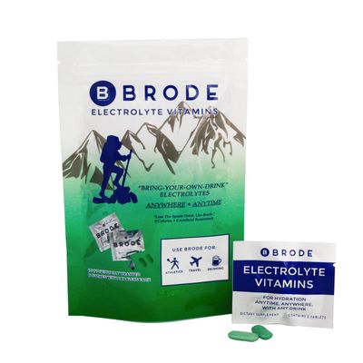 Brode Electrolyte Vitamin - Portable Zero-Sugar Electrolyte Tablets - No Gross Flavor - for Sports, Nightlife, Jetlag, 5 Essential Electrolytes + 9 Vitamins