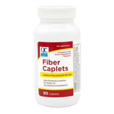 Quality Choice Fiber Therapy Caplets, Safe and Comfortable Constipation Relief Without The Gas and Bloating, Insolubale Fiber for Bowel Irregularity in a 90 Count Bottle of Caplets