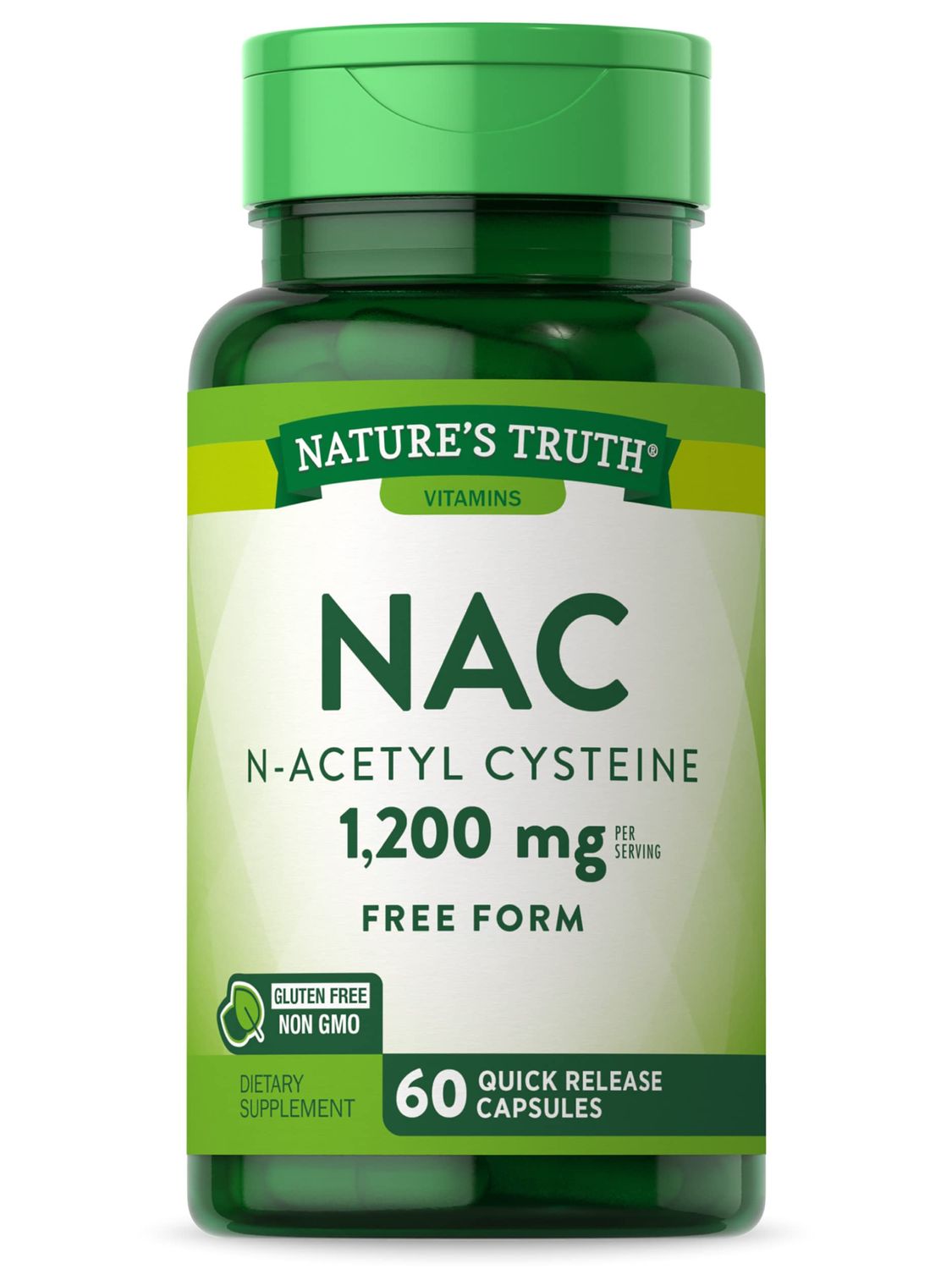 Nature&#39;s Truth NAC Supplement | 1200mg | 60 Capsules | N Acetyl Cysteine | Free Form Amino Acid | Non-GMO and Gluten Free Supplement