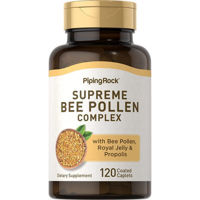 Piping Rock Bee Pollen Complex | 120 Coated Caplets | with Bee Propolis &amp; Royal Jelly | Non-GMO, Gluten Free Supplement