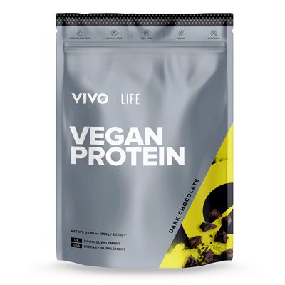 VIVO Vegan Protein Powder - 0.7 oz of Plant-Based Protein per Scoop, 30 Servings (33.8 oz) (Dark Chocolate)