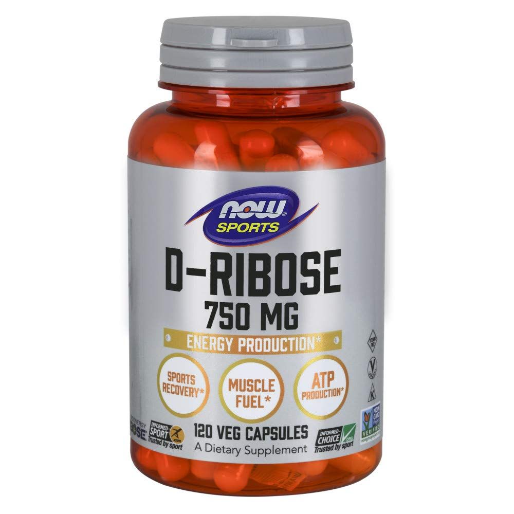 NOW Sports Nutrition, D-Ribose 750 mg, Certified Non-GMO, Energy Production*, 120 Veg Capsules