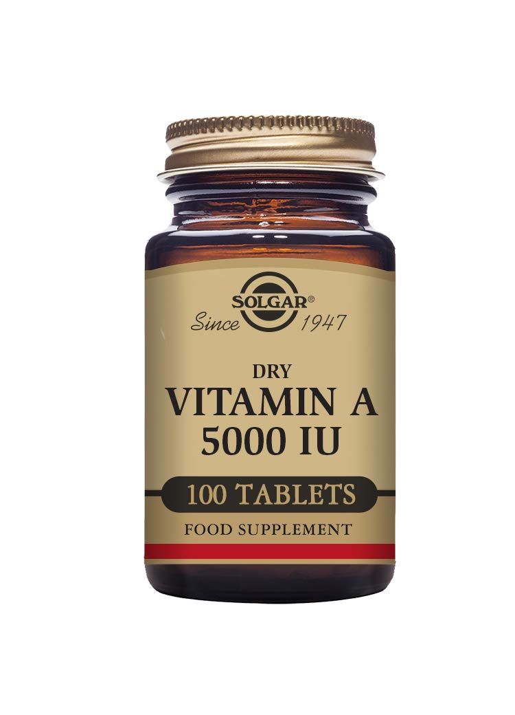 Solgar Dry Vitamin A 1500 mcg (5000 IU), 100 Tablets - Supports Healthy Eyes, Skin &amp; Immune System - Non-GMO, Vegan, Gluten Free, Dairy Free, Kosher - 100 Servings