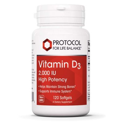 Protocol Vitamin D3 2,000 IU - Immune Support, Healthy Bones and Teeth - 120 Softgels