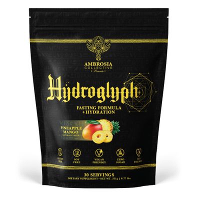 Ambrosia Hydroglyph Intraworkout Formula w/BCAA + EAA + Electrolytes Hydration Powder to Protect Lean Muscle, 0g Sugar Fasting Hydration Drink Mix, Made w/Coconut Water (Pineapple Mango)