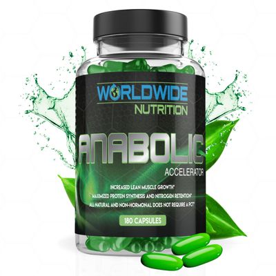 Worldwide Nutrition Anabolic Accelerator Vitamin Supplement - Ignite Your Growth, Strength &amp; Energy Journey - Muscle Builder &amp; Cortisol Blocker for Men - 180 Count Supplements for Men