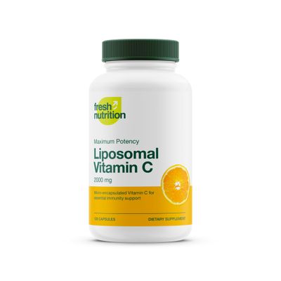Fresh Nutrition Liposomal Vitamin C - 2000mg DNA Verified &amp; Potent VIT C (from ascorbic acid)- Swallow or Pour Powder into a Drink, All Natural Vegan Friendly, Non-GMO, Gluten-Free, Dairy-Free