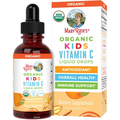 USDA Organic Kids Vitamin C Drops by MaryRuths | Vegan Vitamin C Immune Support Supplement for Ages 4-13 | Immune Support &amp; Overall Health | Vitamin C from Organic Acerola Fruit Extract | 2oz