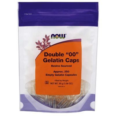 NOW Foods Supplements, Empty Gelatin Capsules, Double 00, Bovine Sourced, Filled by Weight, 250 Gel Capsules