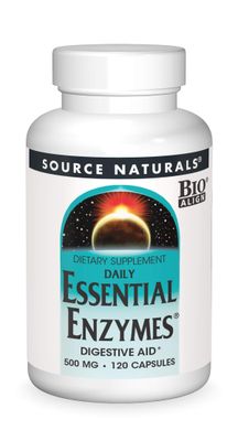 Source Naturals Essential Enzymes 500mg Bio-Aligned Multiple Supplement Herbal Defense for Digestion, Gas &amp; Constipation Relief - Strong Immune System Support* - 120 Capsules