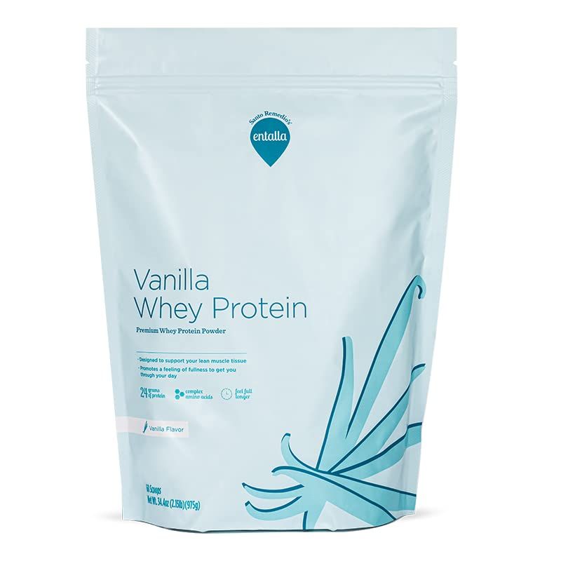 Santo Remedio Vanilla Whey Protein, Premium Whey Protein Powder, 25g of Protein per Serving, Supports Lean Muscle, Promotes a Feeling of Satiety, 30 Servings per Container, Vegetarian