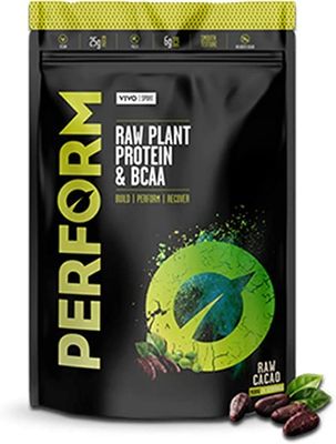 VIVO Life Perform Vegan Protein Powder, Raw Cacao Flavor - BCAA Pea &amp; Hemp Blend Plant-Based Protein Shake (2.17 Pound (Pack of 1))