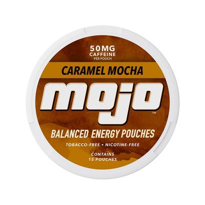 Mojo Balanced Energy Pouches | Healthier Energy Drink Alternative | Zero Sugar &amp; Calorie-Free with Ginseng, Yerba Mate, B-Vitamins, and Amino Acids | 15 Pouches Per Can | 5 Cans of Berry