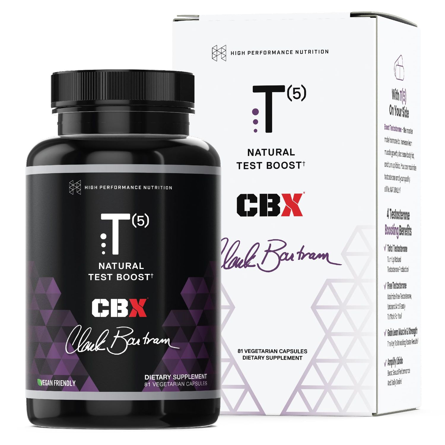 HPN T(5) Testosterone Optimization Booster | Natural Testosterone Supplement with Testofen | Increase Endurance &amp; Energy | Improve Ability to Build Muscle with LJ100 | Vegan Friendly | 81 Capsules