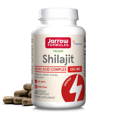 Jarrow Formulas Shilajit 250 mg, Dietary Supplement, Shilajit Acid Complex for Cellular Energy Production, 60 Veggie Capsules, 60 Day Supply