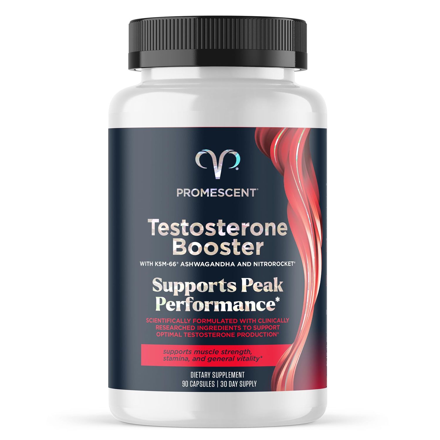 Promescent Testosterone Booster for Men Supplement w/Tongkat Ali (LongJack), KSM-66 Ashwagandha, Goat Weed, Fenugreek &amp; Tribulus Terrestris, Supports Natural Energy, Stamina &amp; Strength, 90 Capsules