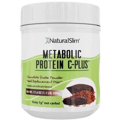 NaturalSlim Chocolate Metabolic C-Plus Meal Replacement Protein Powder - Low Carb Protein Shake with Immune Support Fortified with Vitamin C, Zinc &amp; Amino Acid - 10 Servings 17.6 oz