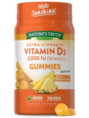 Nature&#39;s Truth Vitamin D3 Gummies | 2000 IU | 70 Count | Pineapple Flavor | Vegetarian, Non-GMO and Gluten Free Supplement