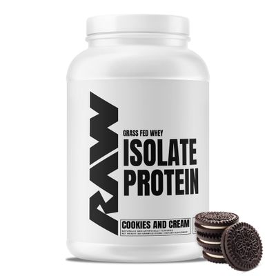 RAW Whey Isolate Protein Powder, Cookies N Cream - 100% Grass-Fed Sports Nutrition Protein Powder for Muscle Growth &amp; Recovery - Low-Fat, Low Carb, Naturally Flavored &amp; Sweetened - 25 Servings