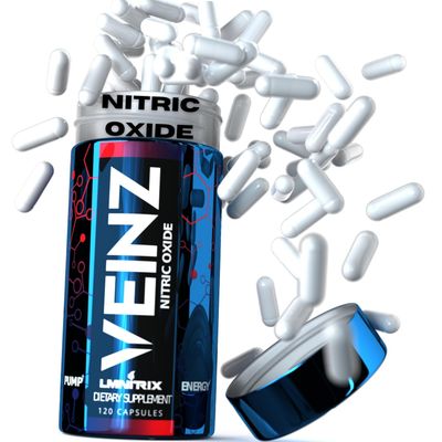 LMNITRIX VEINZ Pills  Nitric Oxide Supplement with L-Arginine, L-Citrulline &amp; ALA  N.O. Booster Pump Pills  Top Muscle Mass Pill for Men  120 Capsules