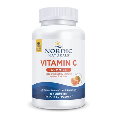 Nordic Naturals Vitamin C Gummies, Tart Tangerine - 120 Gummies - 250 mg Vitamin C - Immune Support, Antioxidant Protection, Child Growth &amp; Development - Non-GMO, Vegan - 60 Servings