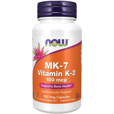 NOW Foods Supplements, MK-7 Vitamin K-2 100 mcg, Cardiovascular Support*, Supports Bone Health*, 120 Veg Capsules