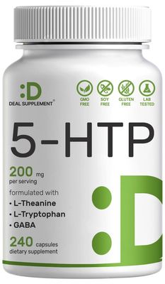 Deal Supplement 5-HTP 200mg Per Serving, 240 Capsules, 98% African Derived Griffonia Seed Extract | 4 in 1 Formula | Plus Active L Theanine, L Tryptophan, &amp; GABA | Relaxation Support Supplement