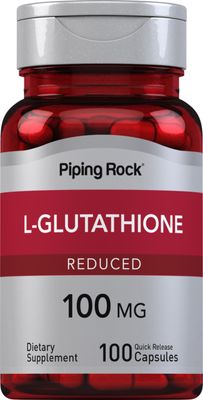 Piping Rock L Glutathione Supplement | 100 mg | 100 Capsules | Reduced Form | Non-GMO, Gluten Free