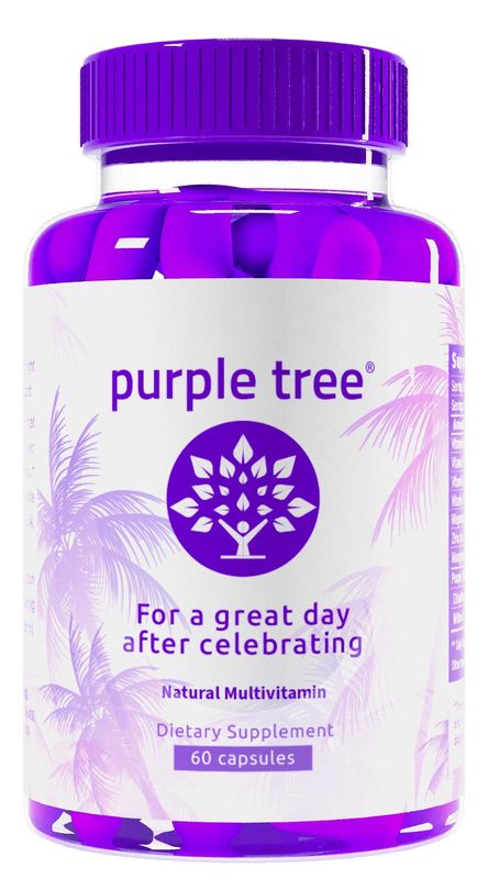 purple tree Post Celebration Wellness Vitamins | Liver Support, Body Replenisher, Rapid Hydration | Dihydromyricetin DHM, Milk Thistle, Electrolytes, Vitamin B, Willow Bark, Quercetin (60 Pills)