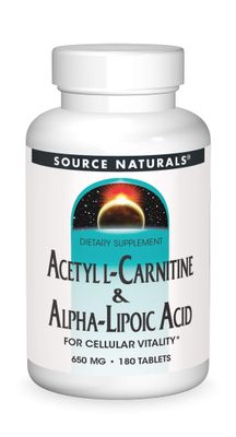 Source Naturals Acetyl L-Carnitine &amp; Alpha-Lipoic Acid 650mg - 180 Tablets