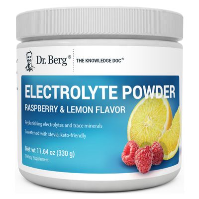 Dr. Berg Zero Sugar Hydration Keto Electrolyte Powder - Enhanced w/ 1000 mg of Potassium &amp; Real Pink Himalayan Salt (NOT Table Salt) - Raspberry &amp; Lemon Flavor Hydration Drink Supplement - 50 Servings