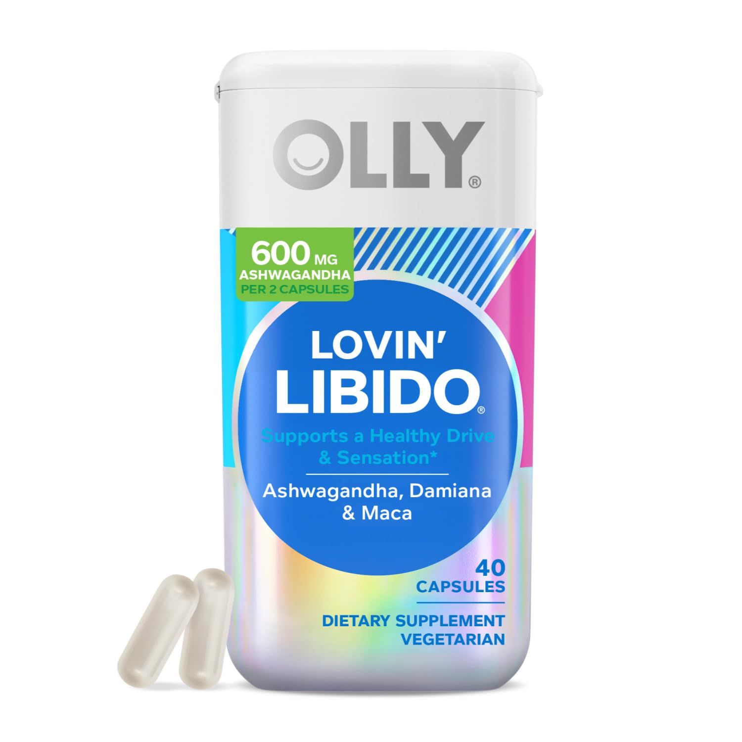 OLLY Lovin Libido Capsules, Boost Desire With Ashwagandha, Maca &amp; Damiana, Vegetarian, Supplement for Women, 20 Day Supply (40 Count)