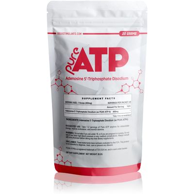 BulkStimulants Pure ATP Adenosine Triphosphate Powder - Increase Energy, Endurance, Strength, Recovery &amp; Muscle Pump, Faster Than Creatine HMB &amp; Nitric Oxide, Natural Pre Workout Supplement - 20 Grams