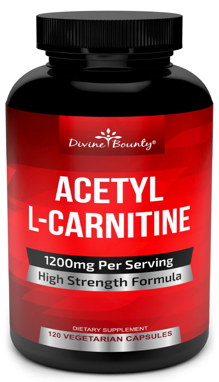 Divine Bounty Acetyl L-Carnitine Capsules 1200mg Per Serving - L Carnitine Supplement 120 Vegetarian Capsules