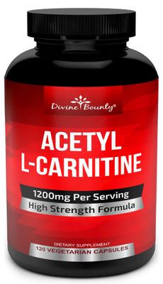 Divine Bounty Acetyl L-Carnitine Capsules 1200mg Per Serving - L Carnitine Supplement 120 Vegetarian Capsules