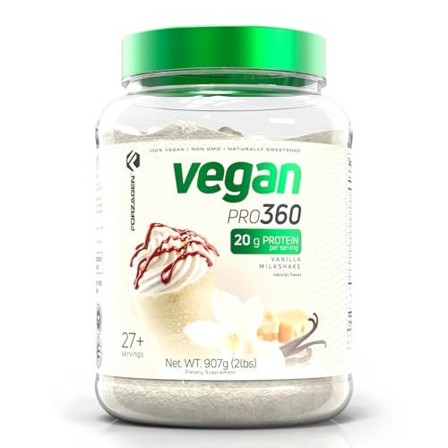 Forzagen Vegan Protein 360 2 Lbs 27 Servings, Plant Based Protein Extracted from Quinoa, Brown Rice and Pea Isolate Protein, Dairy, Soy and Gluten Free, Nom GMO (Vanilla Milkshake)
