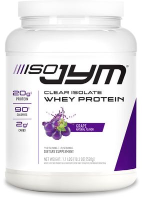Iso JYM Grape, 90 Calories, 100% Whey Protein Isolate, Zero Fat, Zero Sugars, Mixes Clear, for Women &amp; Men, JYM Supplement Science, 20 Servings