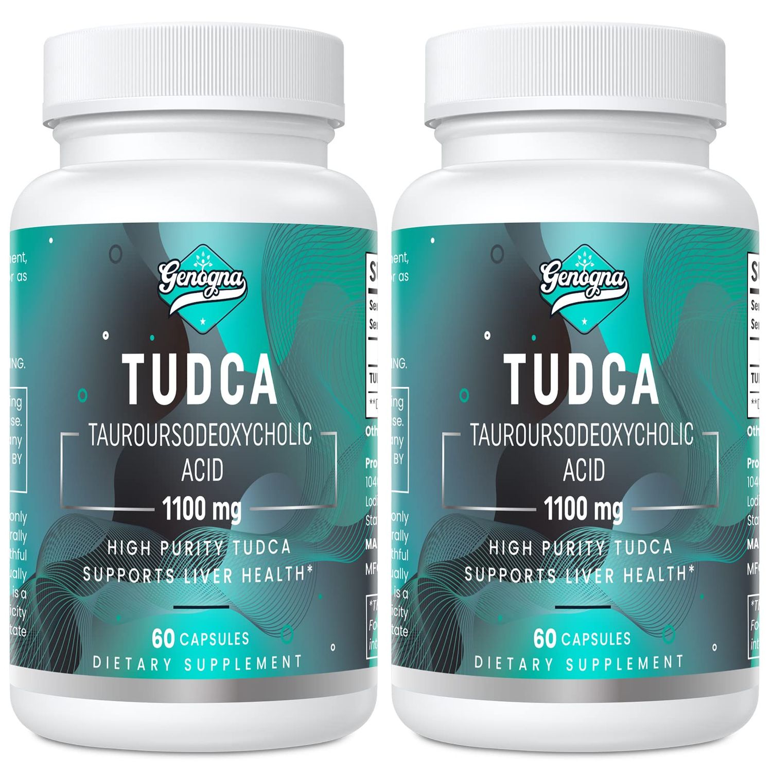 Genogna TUDCA 1100mg-Liver Support Supplement for Detox Cleanse, Water-Soluble Bile Salts with Strong Bitter Taste, 120 Vegan Capsules,Non-GMO,Gluten-Free