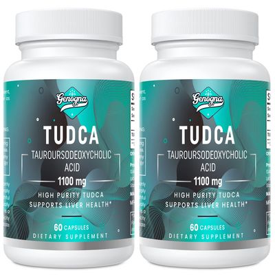 Genogna TUDCA 1100mg-Liver Support Supplement for Detox Cleanse, Water-Soluble Bile Salts with Strong Bitter Taste, 120 Vegan Capsules,Non-GMO,Gluten-Free